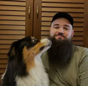 Martin Pěnkava with his dog